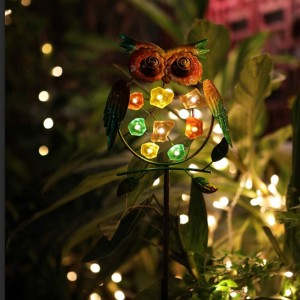Metal Owl Garden Solar Lights, Solar Powered Garden Outdoor Stake Lights - Metal OWL Warm White LED Dekorative Garden Lights for Walkway, Pathway, Garden, Lawn 8.3 "(L) x 1.5" (W) x 38" (H)