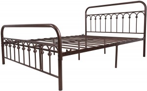 Metal Bed Frame Queen Size nga adunay Vintage Headboard ug Footboard Platform Base Wrought Iron Doble Bed Frame (Queen, Antique Brown)