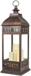 San Nicola Triple LED Candle, 28-Inch Tall, Antique Bronze, With Durable Poly Construction With Real Glass and Metal Hanging Loop, Powered By Three Integrated LEDs, 80071