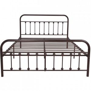 Metal Bed Frame Queen Size Headboard and Footboard The Country Style Iron-Art Double Bed The Metal Structure, Antique Bronze Brown Baking Paint.Sturdy Metal Frame Premium Steel Slat Suppot
