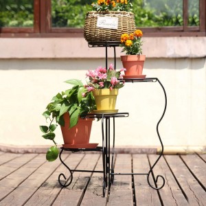 Garden Luxury 4-Tier Αναβαθμισμένη βάση φυτών βαρέως τύπου & θήκη για γλάστρα Κήπος |Μοντέρνα διακόσμηση σπιτιού εσωτερικού & εξωτερικού χώρου |Ανθεκτικό στις καιρικές συνθήκες (Μαύρο) Πολύ στιβαρό & καλοφτιαγμένο