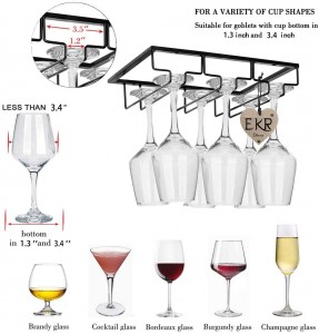 კარგი ხარისხის China Wall Mounted Stemware Rack Metal Wine Glass Storage Rack