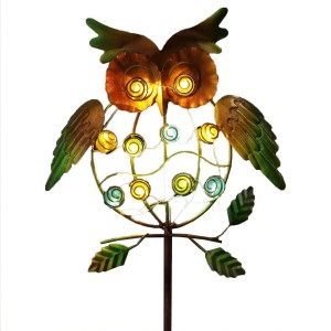 Garden Solar Lights Outdoor,Solar Powered Stake Lights – Metal OWL LED Decorative Garden Lights for Walkway,Pathway,Yard,Lawn (Multicolor) (Green Owl)