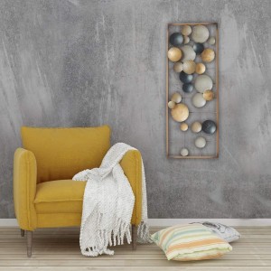 New Aluminum/Metal Wall Decor with Frame (Circles Earth Colors)