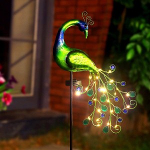 Solarna vrtna svjetla Metalni ukrasni vrtni kolčići Vodootporna paunova solarna kolčeva svjetiljka za vanjsku terasu i dvorišnu stazu