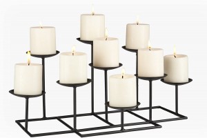 Black Metal Frame Geometric Transitional, 9 Candles, Style