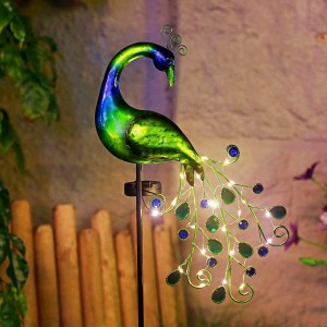 ໄຟສວນແສງຕາເວັນໂລຫະຕົກແຕ່ງສວນສະເຕກ Waterproof Peacock ແສງຕາເວັນ Stake ແສງຕາເວັນສໍາລັບທາງນອກ Patio ເດີ່ນ