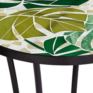 Teal Island Designs Tropical Leaves Mosaic Black Outdoor Accent Table