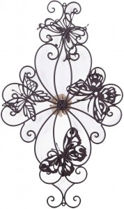 Bloem en vlinder Urban Design metalen wanddecoratie voor natuur Home Art Decoration & Kitchen Gifts - 26,5 × 15,5 inch