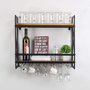 Chinese wholesale China 2021 fashion Wall Mounted Wine Bottle Glass Cup Stainless Steel Metal Rack Holder
