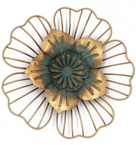 Golden Floral Wall Decoration metal Flower Wall Decor 9.75×1.5×9.75 inches
