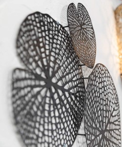 Svart metallbladveggdekor – rustikk smijern Lotusblader Veggkunstskulpturer – 25 2/5” x 20 1/2” – Klar til å henge