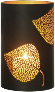 Classic Oriental Style Leaf Pattern Metal Candle Holder