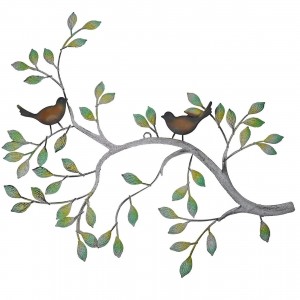 24 in Branches w/Birds Dekorativní kovová nástěnná socha Socha Kuchyň Domácí Vnitřní