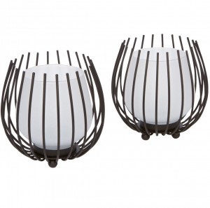 Metal Hurricane Candle Holder Set with Frosted Cups