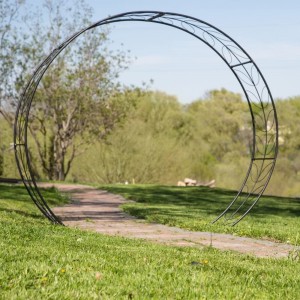 Metal Tunnel Garden Arbor with Stakes in Black 85.4W x 22.8D x 78.3H in.