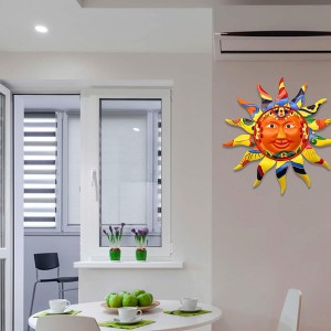 EKR 12.7 Inch Metal Sun Wall Art Decor Hanging for Indoor Outdoor Home Garden