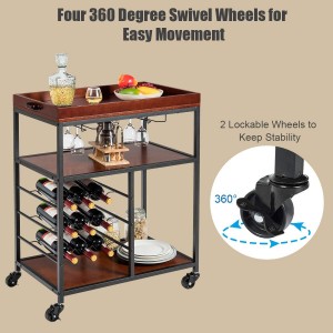 PriceList for China Wedding Banquet Restaurant Hotel 3 Tier Metal Gold Luxury Solid Wood Service Food Trolley Cart with Wheels Wooden Bar Drinks Wine Serving Tea Trolley