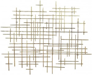 27079 Metal Wall Art Geometric Abstract Modern Cross 37 Inch Light Gold (Light Golden 27079)