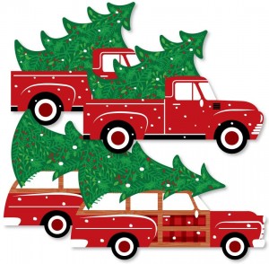 Merry Little Christmas Tree – Decorations DIY Red Truck and Car Christmas Party Essentials – Set of 20