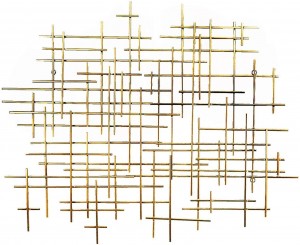 27079 Metal Wall Art Geometric Abstract Modern Cross 37 Inch Light Gold (Light Golden 27079)