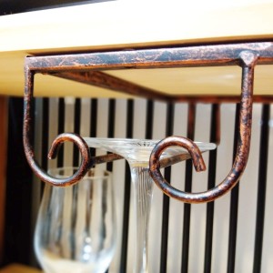 Under cabinet wine stemware glasses and mug cup racks holder kitchen dining storage counter organizer (Bronze 1 Row 1 Shelf)