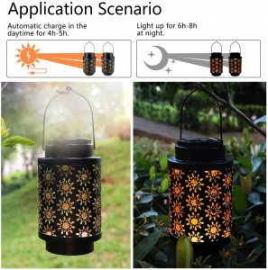Hanging Solar Lanterns Outdoor Solar Lights Retro Metal Waterproof LED Table Lamp with Handle Decorative for Porch Garden Patio Backyard Courtyard Pathway 2 Pack