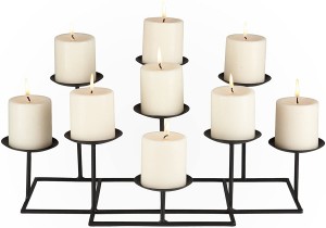 Black Metal Frame Geometric Transitional, 9 Candles, Style