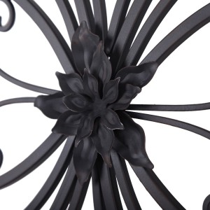 შავი გადახვევა ყვავილის ლითონის კედლის დეკორი – არტ წაგრძელებული მისაღები ოთახის სახლის დეკორაცია – 28,5×13,2 ინჩი