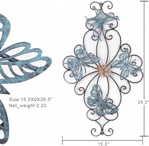 Blomma och fjäril Urban Design Metallväggdekor för naturen Hemkonstdekoration och kökspresenter – 26,5×15,5 tum