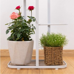 Metal 4 Tier 5 Potted Plant Stand Multiple Flower Pot Holder Shelves Planter Rack Storage Organizer Display for Indoor Outdoor Garden Balcony, Overall Size: 33×17.5 Inch