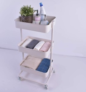3-Tier Metal Mesh Storage Rolling Cart Multifunctional Domus Kitchen Cubiculum Office at Trolley Serving Cart Mobile Repono Cart Baskets Height Novifacta