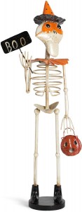 Vintage Standing Skeleton Spooky White 33 x 12 Iron Metal Halloween Figurine