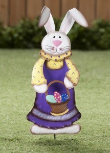 Easter BunnyGirl oleh Fox River Creations, Pasak Dekorasi Taman Logam – Lebar 8 ½” x Tinggi 22”