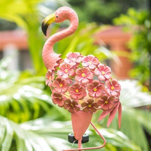 China Gold Supplier fir China Adorable Glass Pink Flamingo Solar Powered Garden Lights Stake OEM