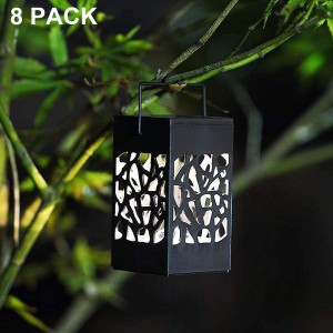 8 Pack Outdoor Solar Lanterns Hanging Solar Lights with Handle, Christmas Garden Tree Yard Patio Holiday Decorations
