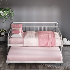 Florence Twin Daybed na Trundle Frame Set / Premium Steel Slat Nkwado / Daybed na Nyefee Trundle Accommodate / Twin Size Mattresses rere iche.