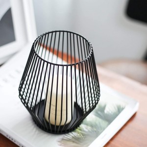 Black Metal Wire Tea Light Candle Holder for Indoor Outdoor,Events,Parties and Wedding Decorations (Small)