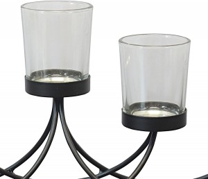 Black Metal Votive Candelabra, Decorative Candle Centerpiece, Elegant Candle Holders, Centerpiece for Weddings, Parties, Dining Table, and Mantel