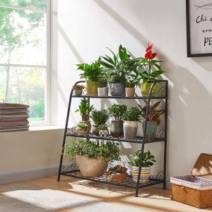 Support de plante en métal intérieur/extérieur à 3 niveaux, support de pots de fleurs, présentoir de plantes, étagère de support, organisateur de chaussures, support de rangement utilitaire