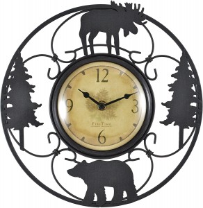 Reloj de pared de alambre de vida silvestre, 11″, marrón/negro