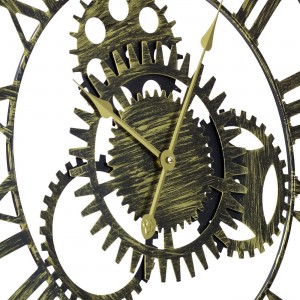 Duży dekoracyjny zegar ścienny, 24-calowy okrągły, ponadgabarytowy centuriański cyfra rzymska Nowoczesny styl Wystrój domu Idealny do salonu, analogowy złoty metalowy zegar
