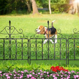 Dekoratív kerti kerítés 32 hüvelyk x 10 láb fekete fém fekvő drót összecsukható kerítés terasz drótszegély emelt virágágyáshoz kutyasorompó Rozsdaálló magas kerti szegélyszelvény dekorációs panelek FC03