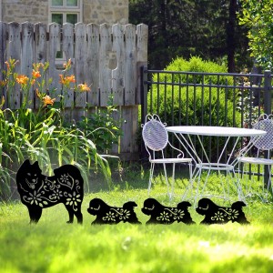 Metal Dog Garden Statues – Dog Decor Silhouette Stake Garden Art, Set of 4, Animal Decorative Garden Stakes Yard Ornaments Outdoors, Gifts for Dog Lovers