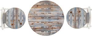 Conversation Patio, Yard, Garden-Multi-Color Alpine 3-Piece Rustic Wood and Metal Bistro Set-Outdoor, 28 Inch Tall