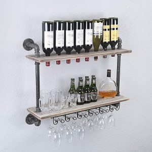 Trending Products China Bamboo Wood Wine Rack Tabletop with Glass Holder