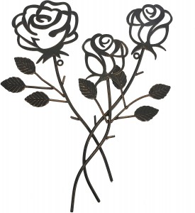 Metal Rose Wall Decor Garden Flower Wall Art, Rustic (14.25″ 1.75″)