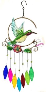 Bejeweled Display Unik vacker kolibri med målat glas vindspel