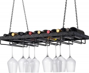 China Supplier China Wire Chrome Triple Hanging Wine Glass Rack for Bar Kitchen Storage Solution