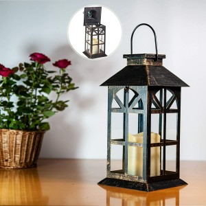 Solar Lantern – Outdoor Classic Decor Bronze Antique Metal and PVC Construction Mission Solar Garden Lantern Indoor and Outdoor Solar Hanging Lantern Entirely Solar Powered Lantern of Low Maintenance